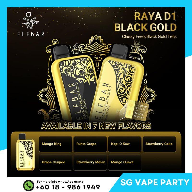 SGVape-ELFBAR-RAYA-D1-BLACK-GOLD-EDITION-SG-Vape-Party