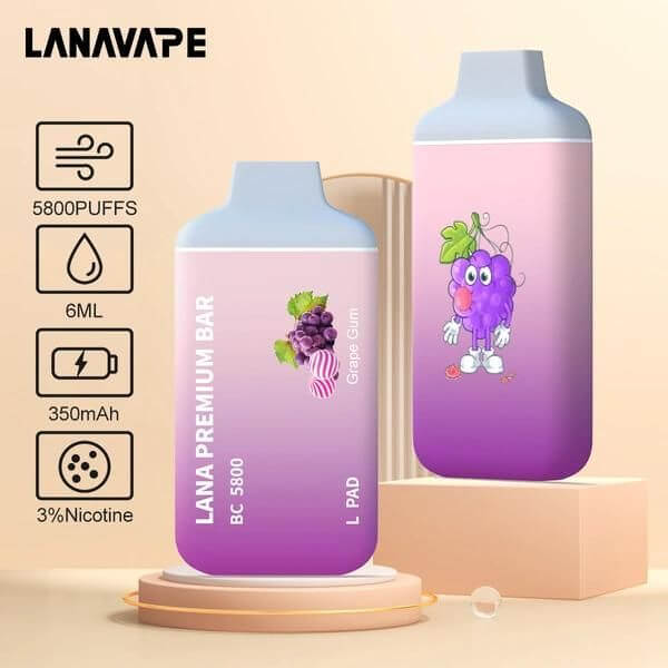 SGVape-LANA-PREMIUM-BAR-5800-PUFFS-GRAPE-GUM-SG-Vape-Party