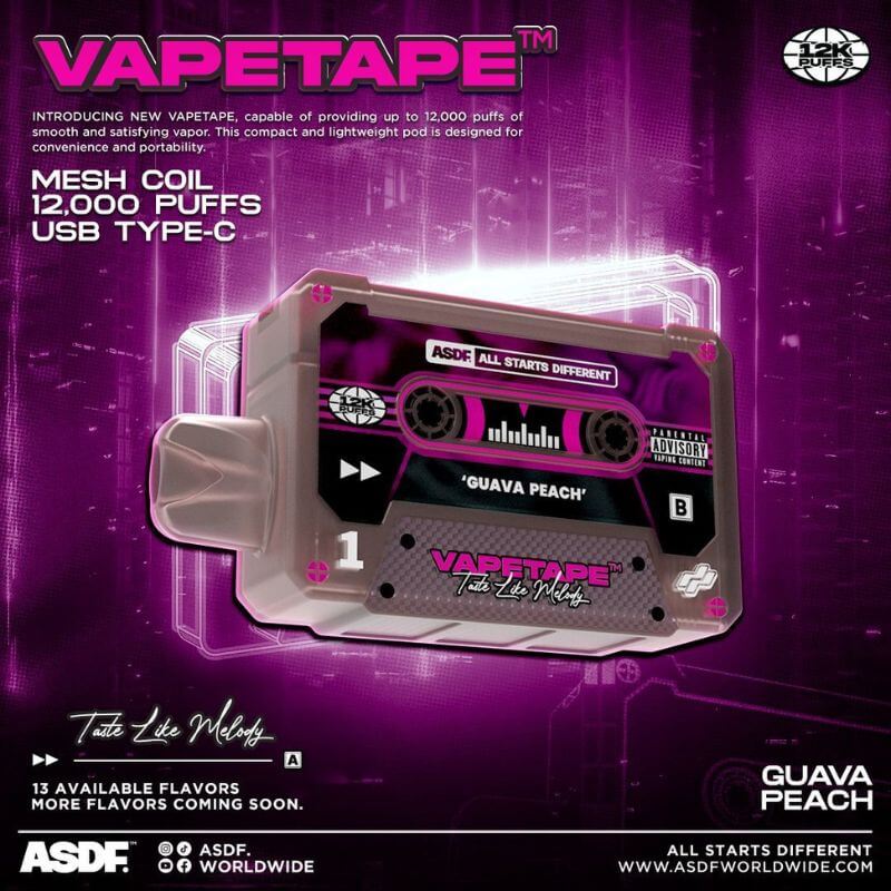 SGVape-VAPETAPE 12000 GUAVA PEACH