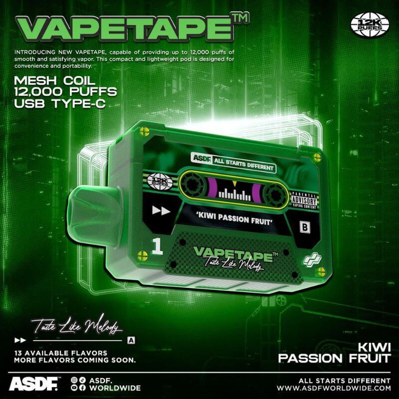 SGVape-VAPETAPE 12000 KIWI PASSION FRUIT