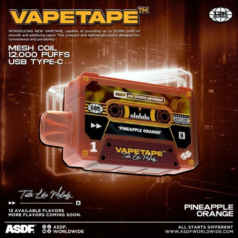 SGVape-VAPETAPE 12000 PINEAPPLE ORANGE